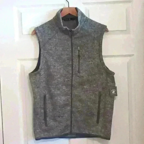 NWT Full Zip Vest Size M Grey Heather Beverly Hills Polo Club Brand Has Pockets - Picture 1 of 7